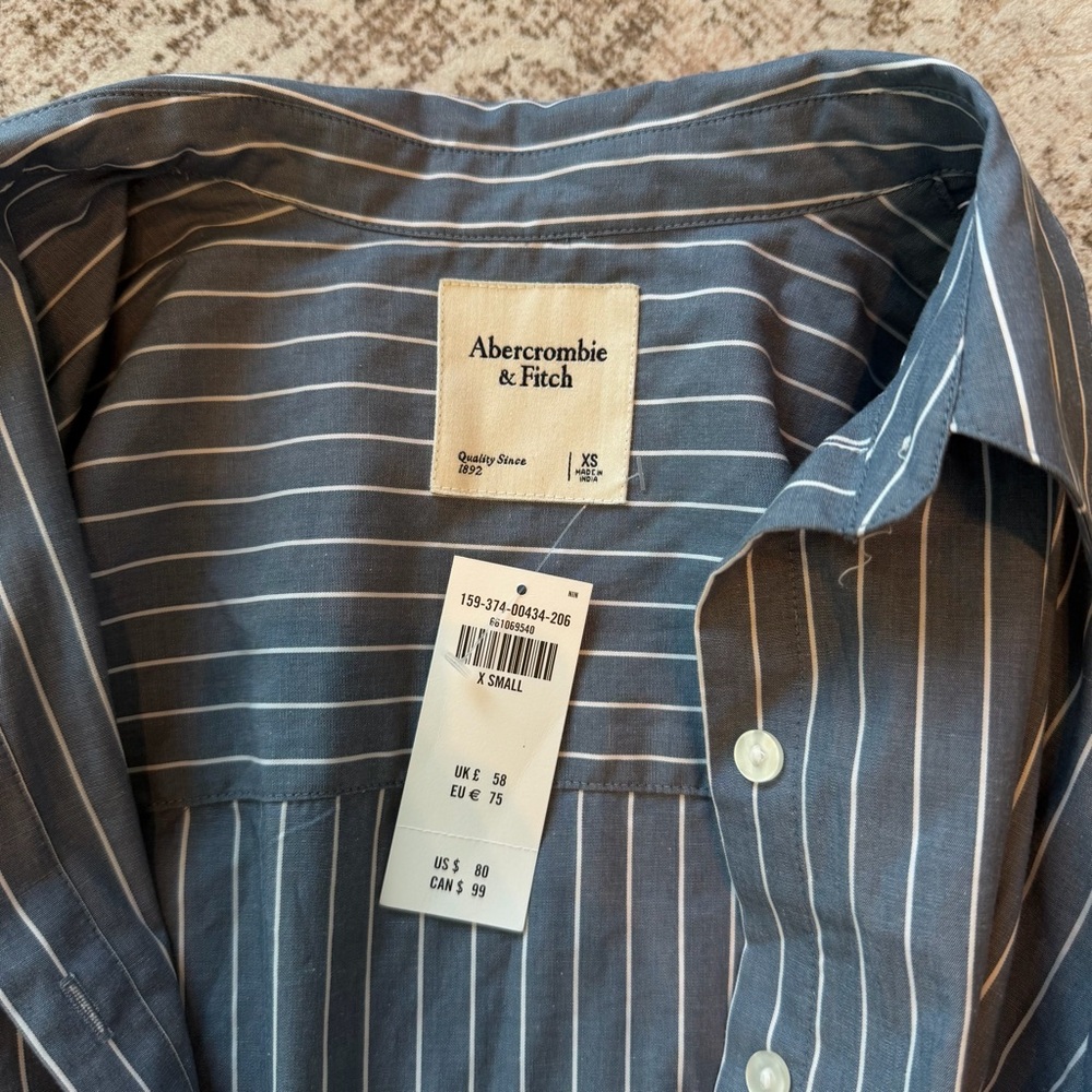 NWT Abercrombie Fitted Long-Sleeve Mini Shirt Dress - Picture 5 of 5